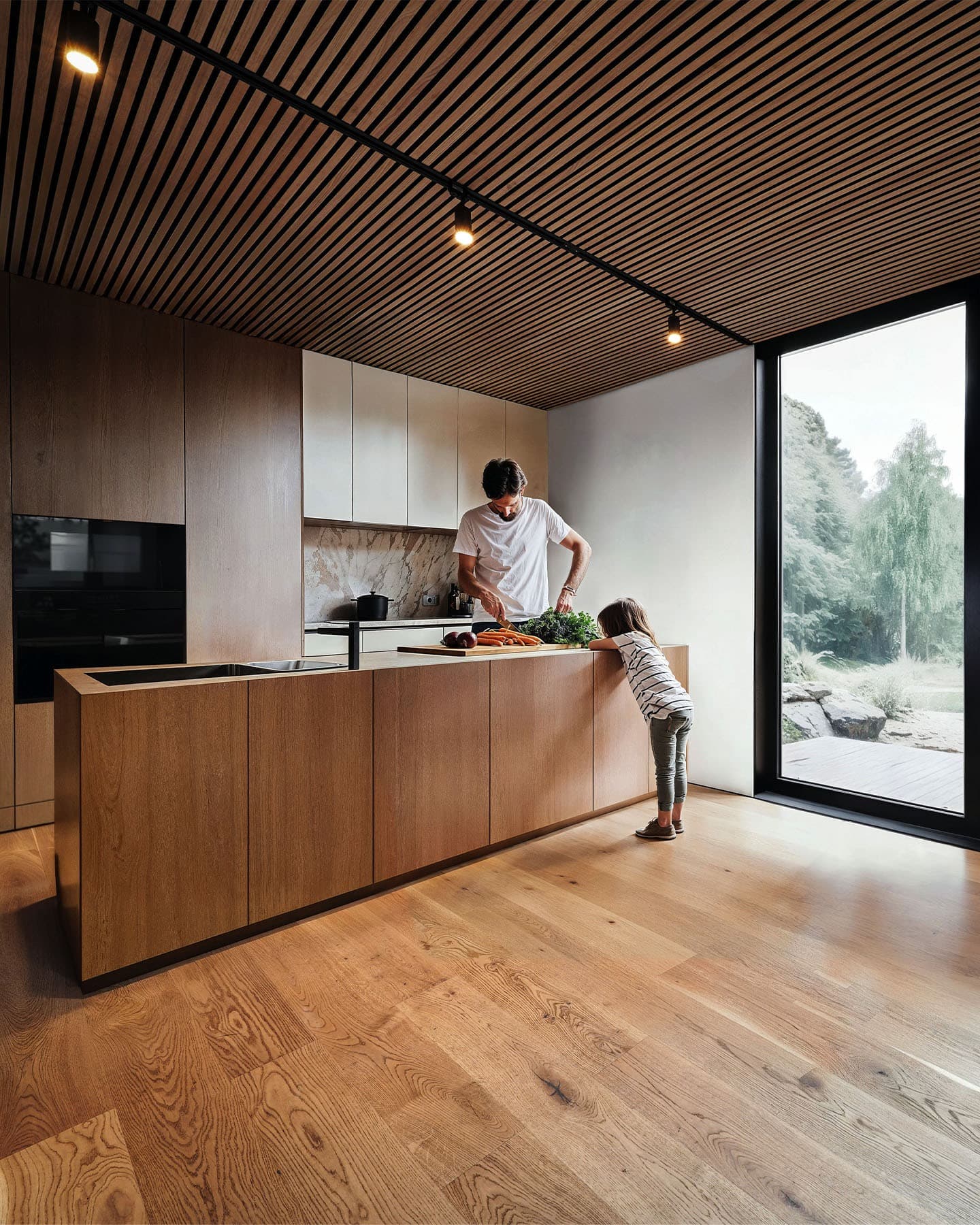 A happy family in a BioBuilds modular home.
